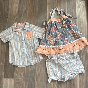 Ricrac & Ruffles - Birds Song Tunic with shorts - 4T